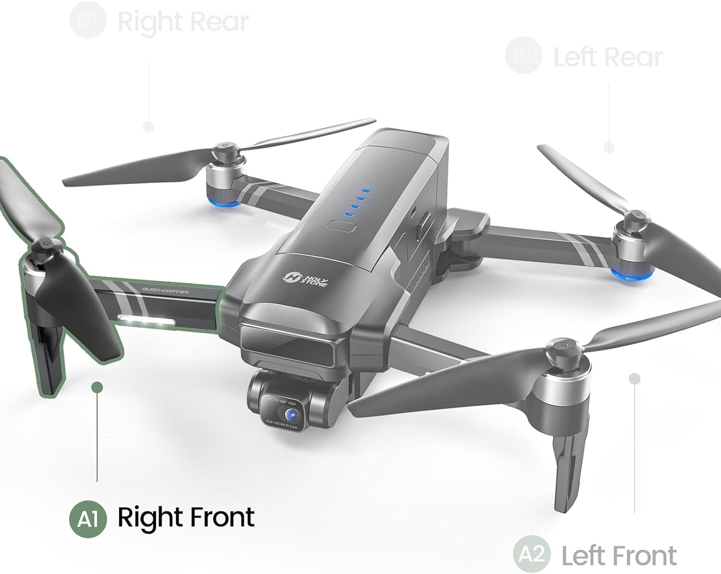 Holy Stone HS600 wire FPV version and HS600D drone front right arm position