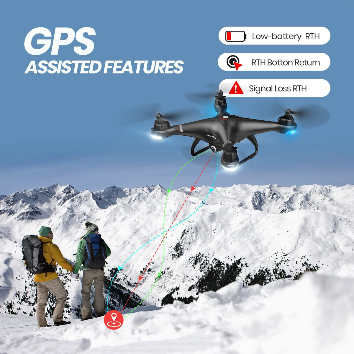 Holy Stone GPS Drone with 1080P HD Camera FPV Live Video for Adults and  Kids, Quadcopter HS110G Upgraded Version, 2 Batteries, Altitude Hold,  Follow