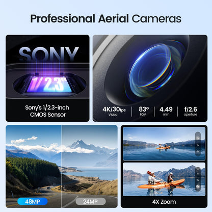 Sony 1/2.3-inch CMOS camera feature graphic showing 48MP photos and 4K video