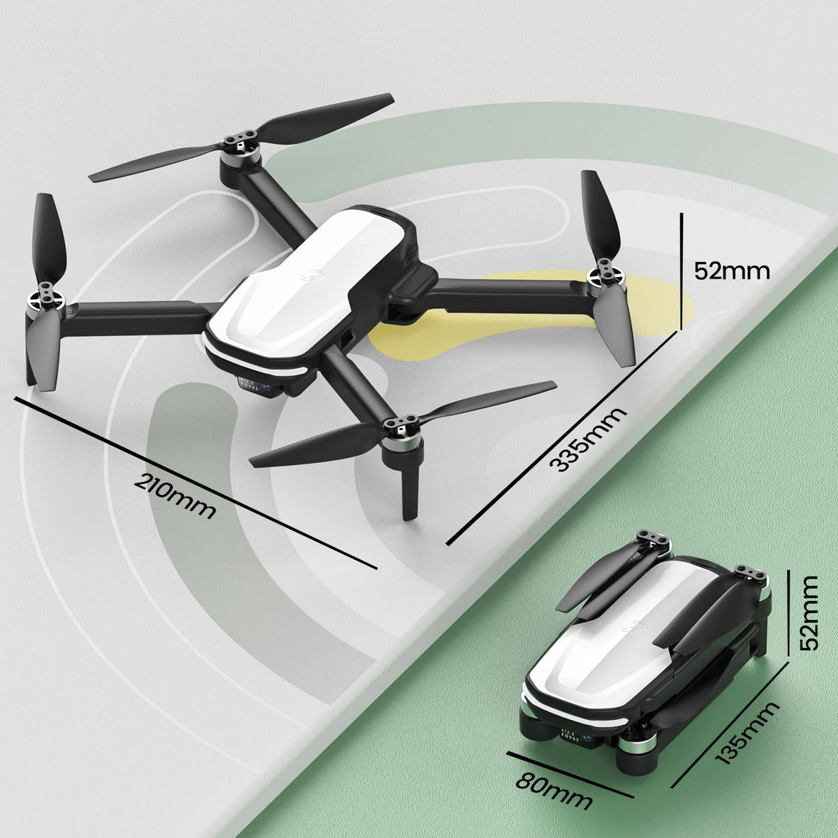 Compact foldable HS280D drone with portable dimensions
