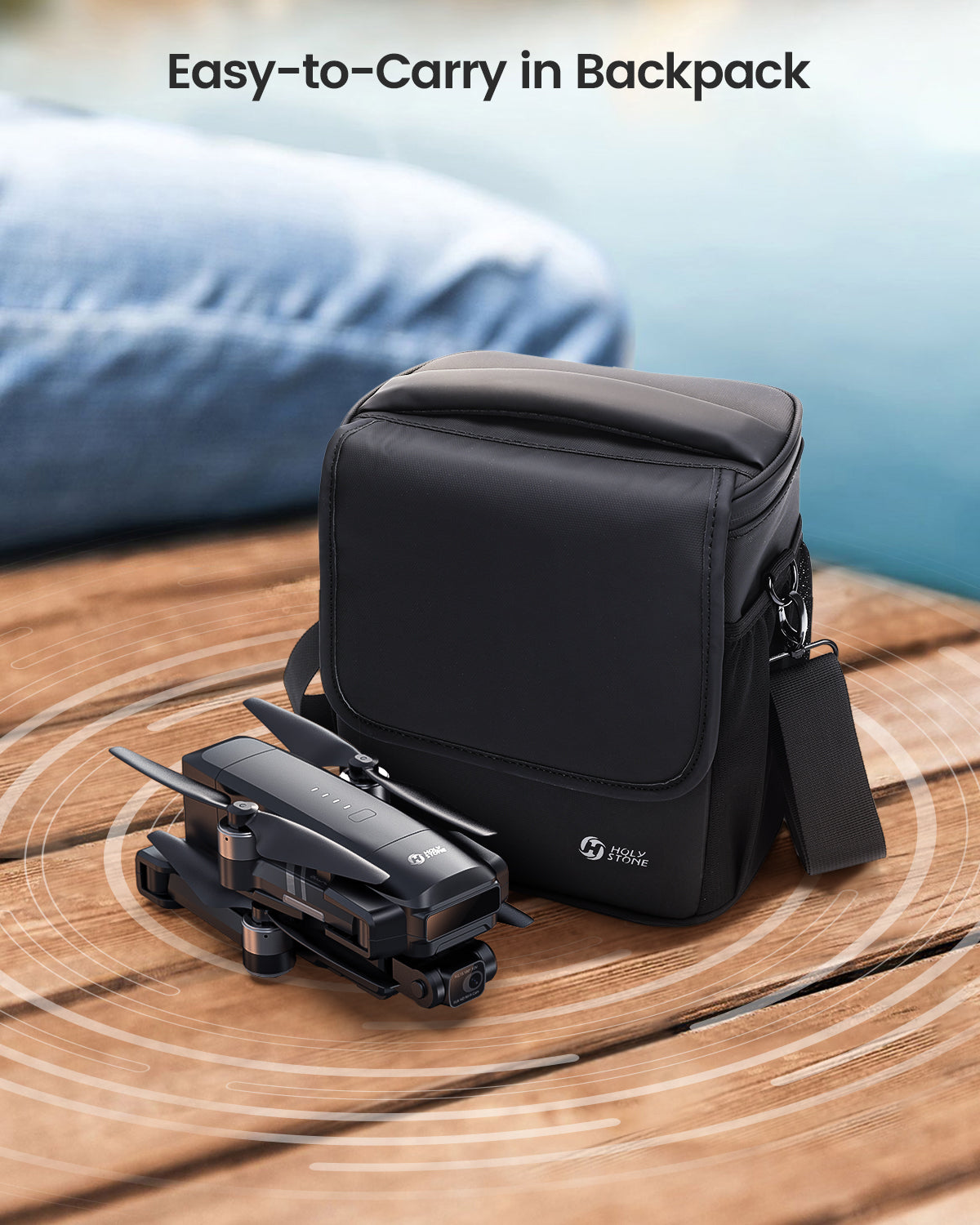 Foldable GPS drone with portable carrying case for travel