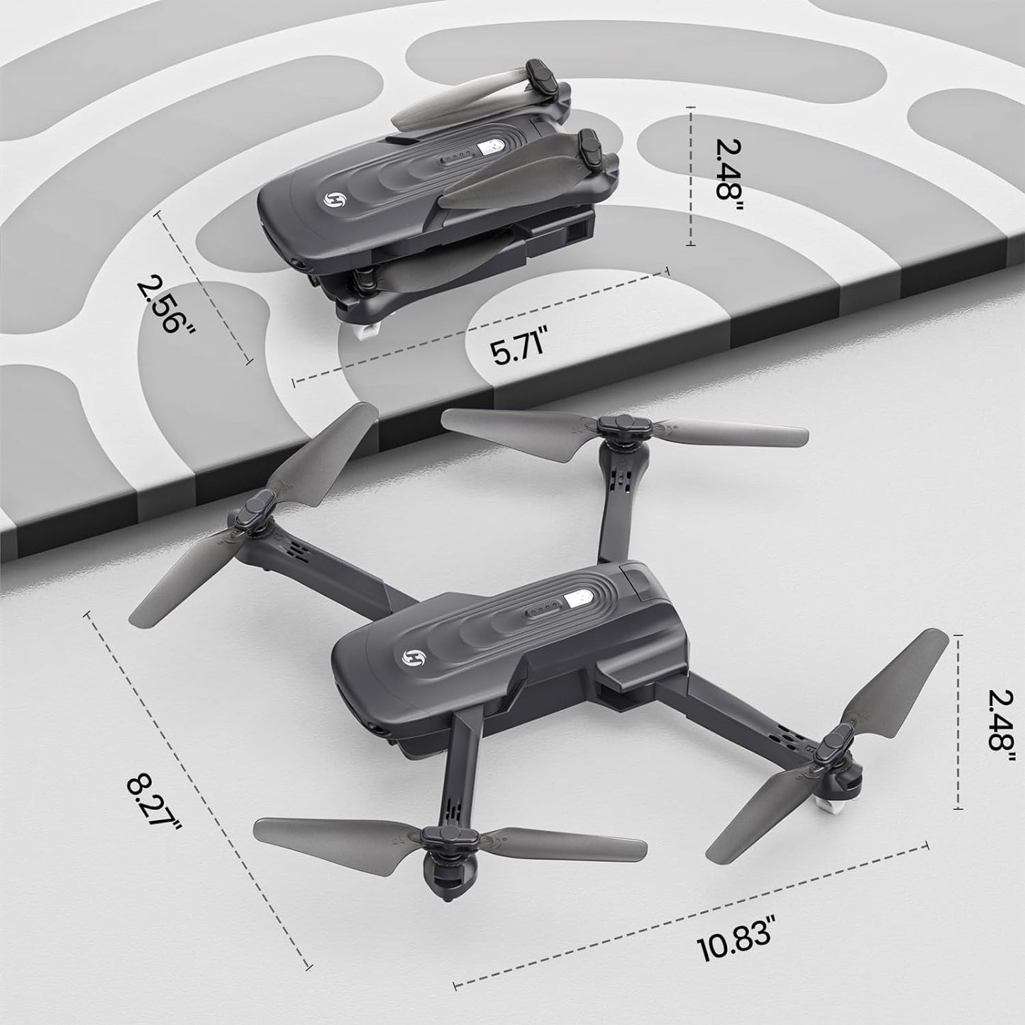Holy Stone HS175D compact foldable drone dimensions for easy travel and storage
