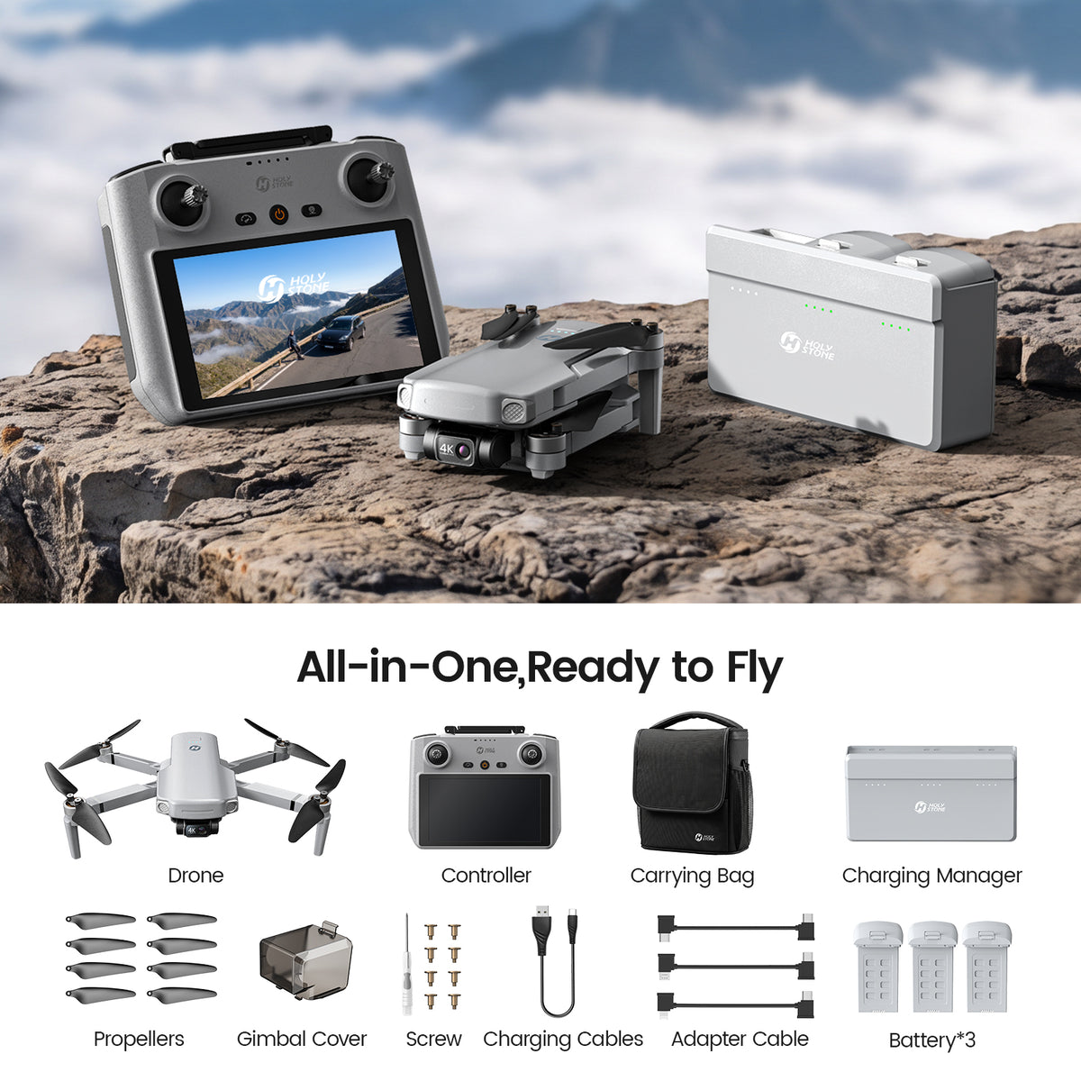 Holy Stone HS360G Creator Kit with Screen Controller and Carrying Case