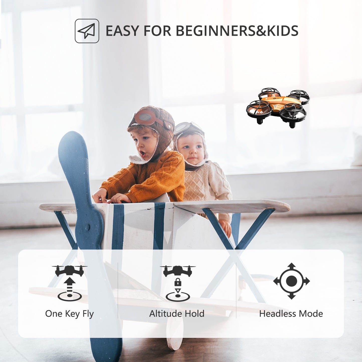 Holy Stone HS420 beginner drone for kids with one-key takeoff, altitude hold and headless mode
