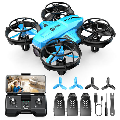Holy Stone HS420 blue 1080P mini camera drone with remote controller and 3 batteries