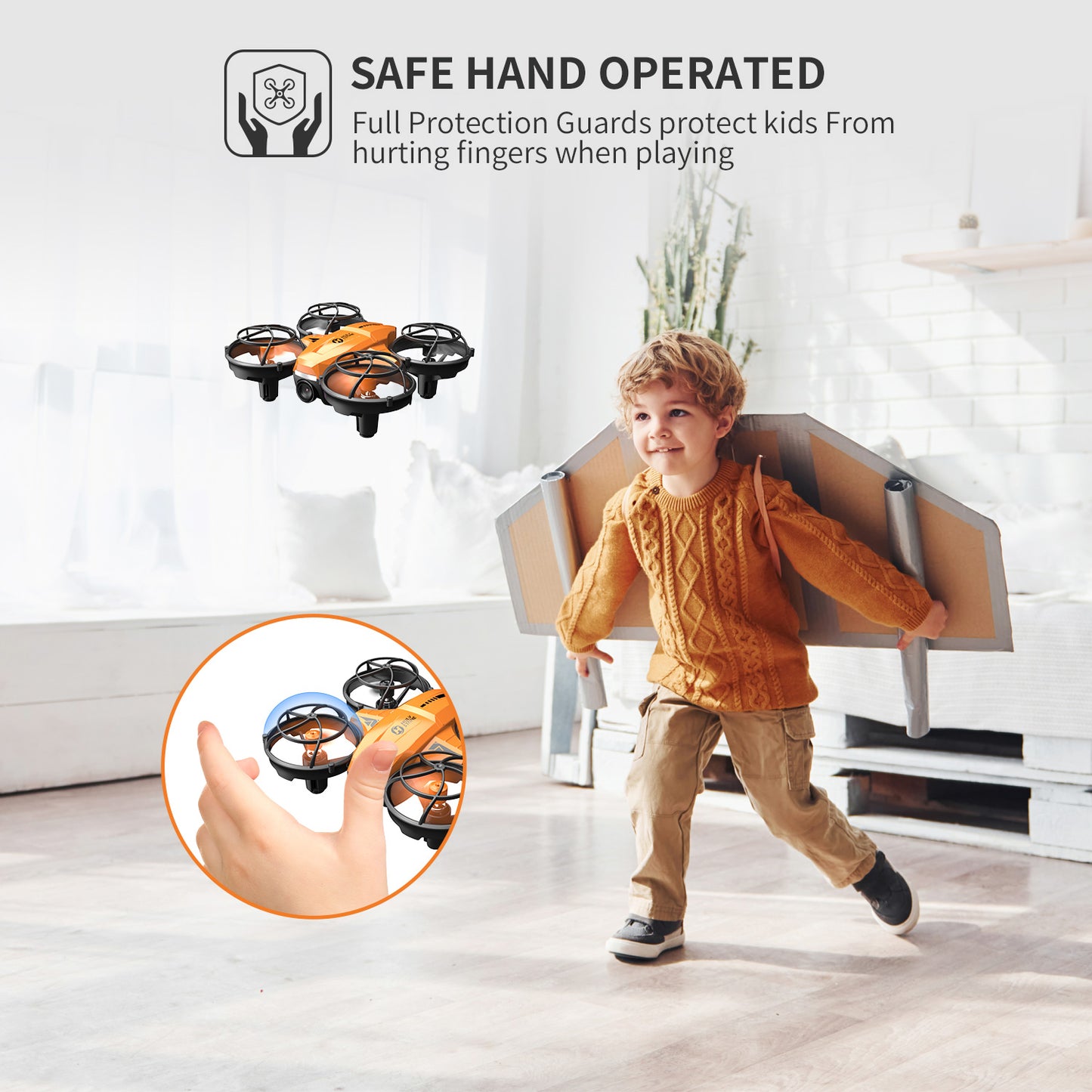 Holy Stone HS420 kids drone with full propeller guards for safer indoor flying