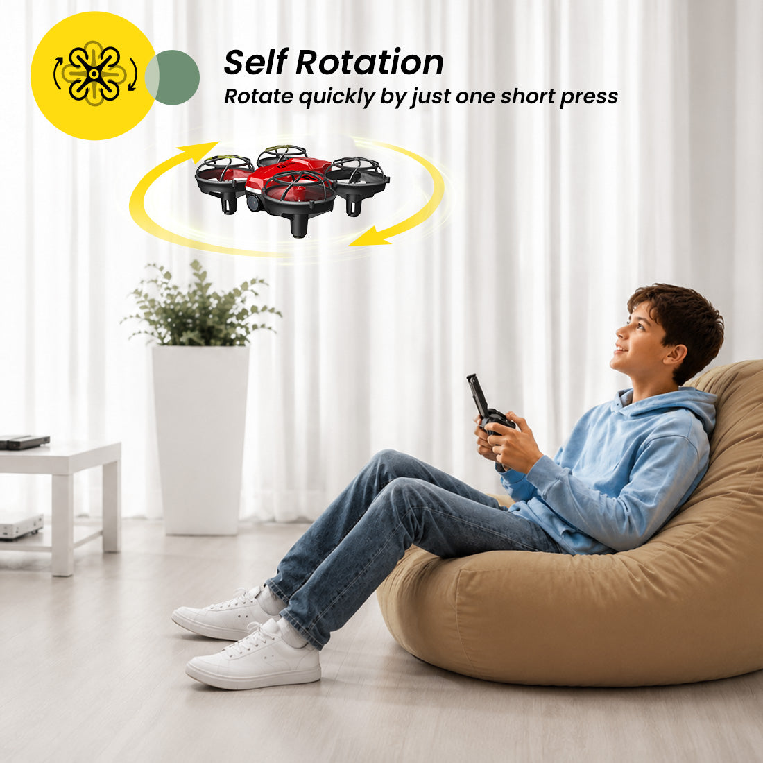 Holy Stone HS420 mini drone with high-speed self rotation for indoor stunt flying