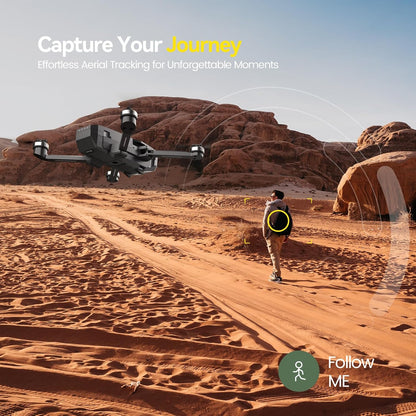 Holy Stone HS720 camera drone using Follow Me mode during an outdoor adventure