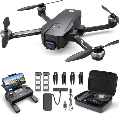 Holy Stone HS720E drone package with remote controller, batteries, carrying case and accessories
