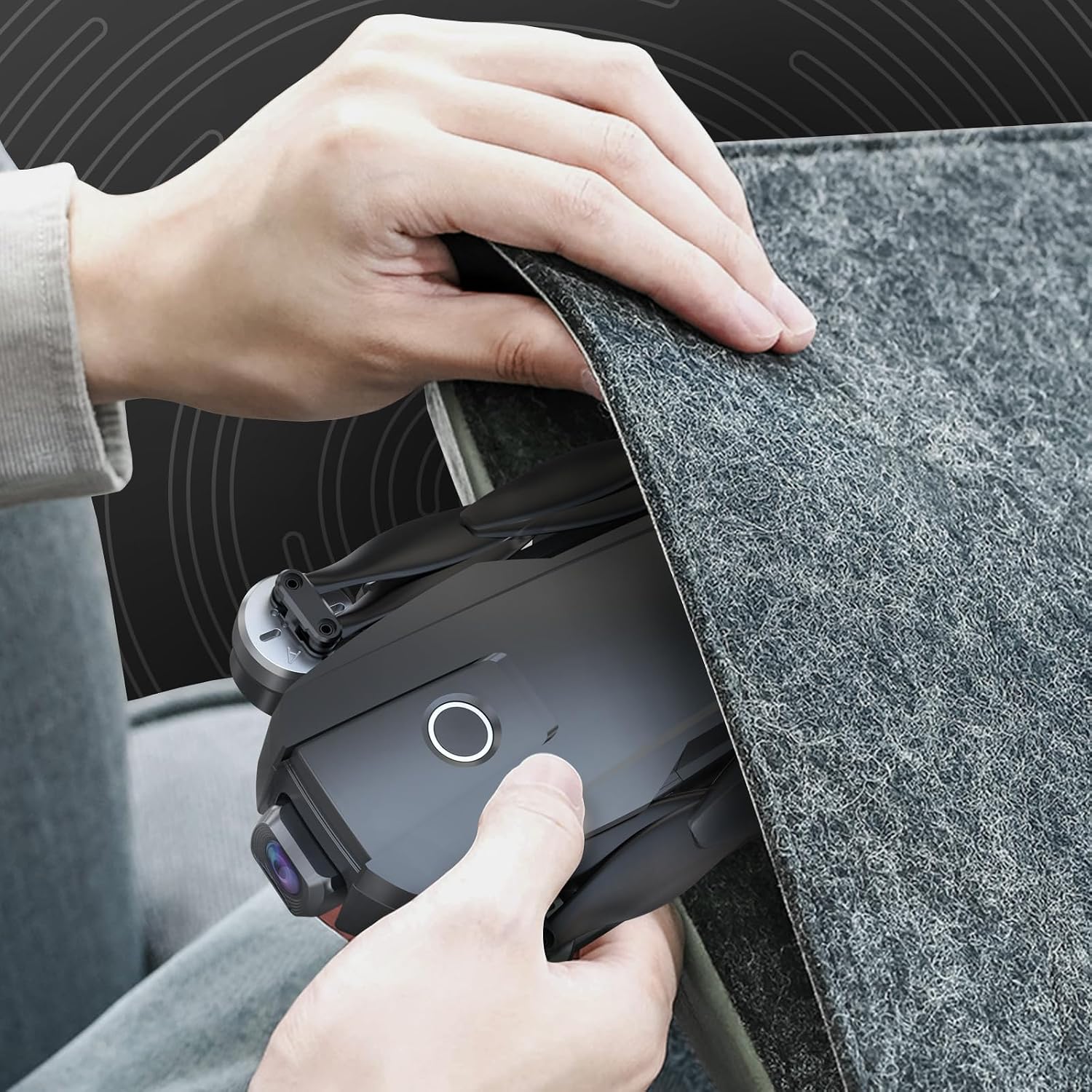 Holy Stone HS720E foldable drone with compact carrying case for easy travel and storage