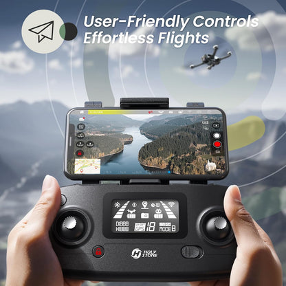 Holy Stone HS720E remote controller with smartphone display for easy flight control