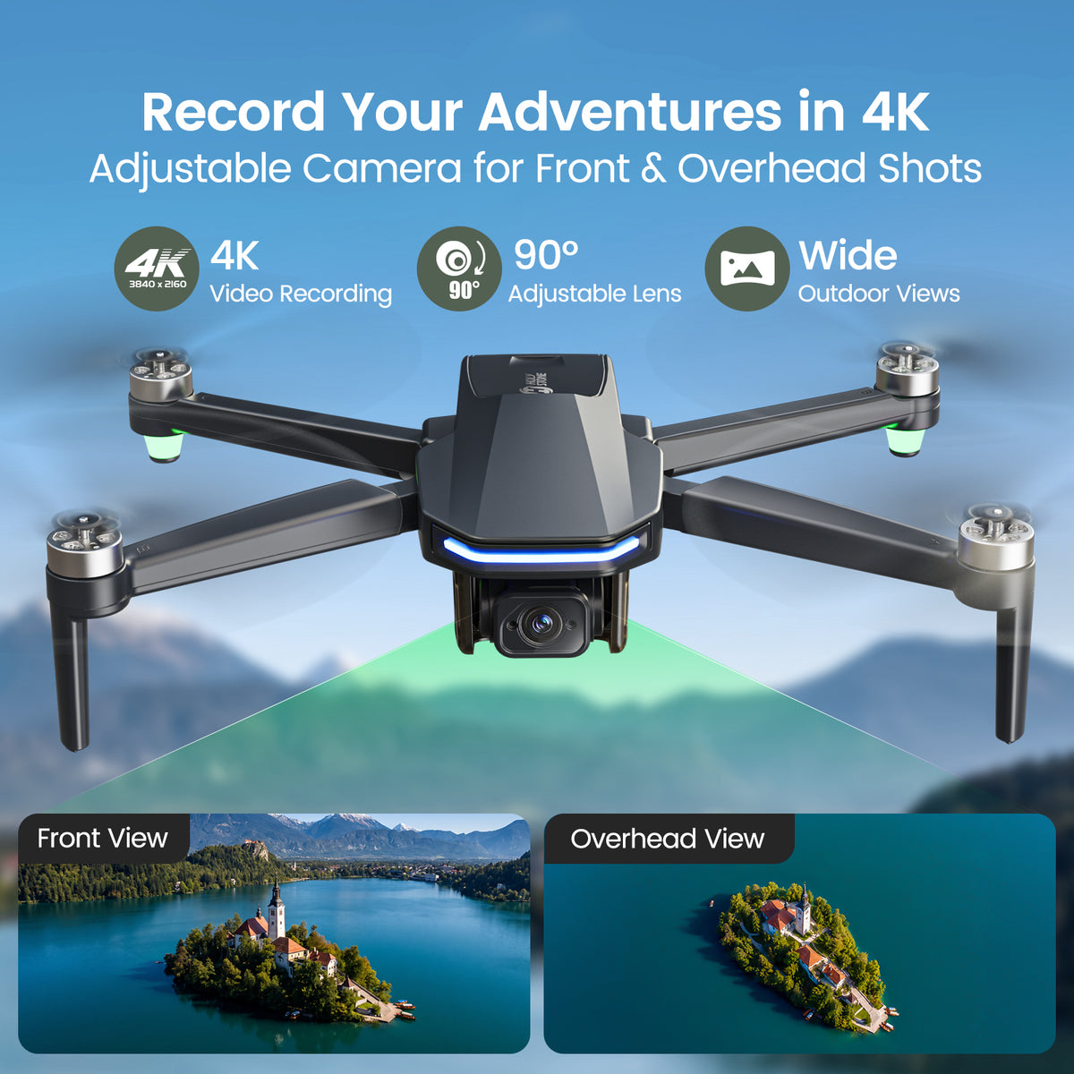 HS175D Plus drone with adjustable 4K camera for front and overhead aerial photography