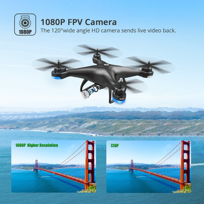 Holy Stone HS110D FPV RC Drone With 1080P HD Camera Live Video 120 Wide Angle WiFi Quadcopter With Gravity Sensor, Voice Control, Gesture Control, Altitude Hold, Headless Mode, 3D Flip RTF 2 Batteries