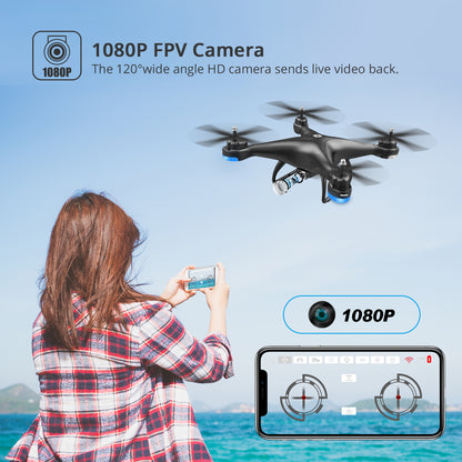 Holy Stone HS110D FPV RC Drone With 1080P HD Camera Live Video 120 Wide Angle WiFi Quadcopter With Gravity Sensor, Voice Control, Gesture Control, Altitude Hold, Headless Mode, 3D Flip RTF 2 Batteries