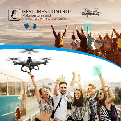 Holy Stone HS110D FPV RC Drone With 1080P HD Camera Live Video 120 Wide Angle WiFi Quadcopter With Gravity Sensor, Voice Control, Gesture Control, Altitude Hold, Headless Mode, 3D Flip RTF 2 Batteries